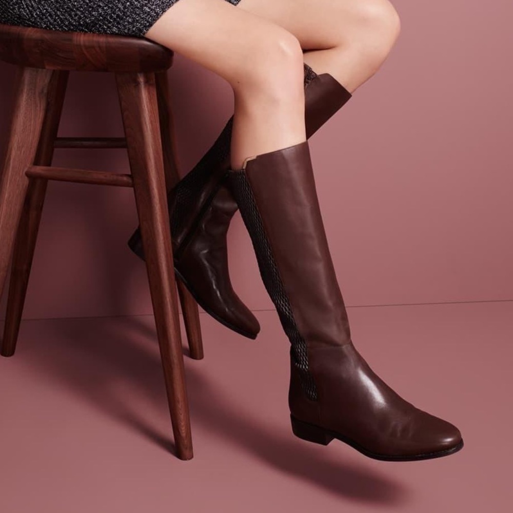 COLE HAAN Rockland Chestnut Brown Leather Riding Boot NWB